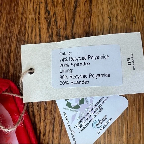 Rihoas The Red Ribbed Cross Back Bikini Top and high waisted bikini bottom Set S - Picture 6 of 8